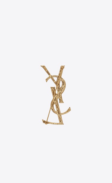 opyum ysl crocodile brooch in gold brass